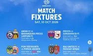 Jadwal Bola Hari Ini 10 Oktober 2026: Persija Hadapi PSIM, Arema Main Sore