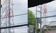 Aksi Nekat Pria Panjat Tower di Sidoarjo, Diduga Gegara Masalah Asmara hingga Picu Kemacetan Parah