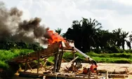 Polsek Kuantan Mudik Kembali Musnahkan Lima Rakit Emas Ilegal di Areal PT KTBM ​
