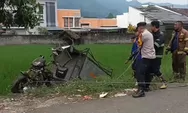 Motor Roda Tiga Terperosok ke Sawah di Sumedang