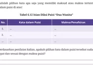 Kunci Jawaban Bahasa Indonesia Kelas 10 Halaman 246 Kurikulum Merdeka: Tabel 6.12 Isian Diksi Puisi Dua Wanita