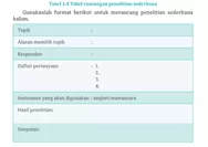 Kunci Jawaban Bahasa Indonesia Kelas 10 Halaman 41 Kurikulum Merdeka Tabel Rancangan Penelitian Sederhana