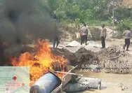 Gerak Cepat Laporan 110, Polres Kuansing Musnahkan 4 Rakit PETI di Sei Jering