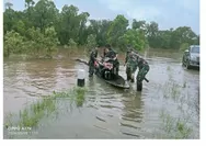 Satgas Pamtas Yonif 726/Tml Bantu Atasi Banjir dan Terputusnya Akses Jalan Trans Merauke-Bovendigoul