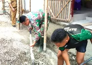 TNI Bersama Warga Gelar Karya Bakti pembangunan rumah warga/Masyarakat, di Desa Bengel kecamatan Beo Talaud, Sulawesi Utara
