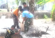 Satgas TMMD ke-130 Kodim 1312/Talaud Gali Lubang Sirkulasi Air Sumur Bor di SD Moronge