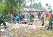 Koramil 01/Kabaruan Bersama POSAD PAM PUTER dan Masyarakat Laksanakan Penggalian Lubang Pondasi Tower