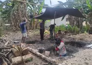 Satgas TMMD Ke-130 Laksanakan Penggalian Lubang Fondasi Tower Air di Desa Peret
