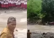 Viral Yel-yel “Ayo Maju, Jangan Ragu” Siswa SD di NTT, Rela Seberangi Sungai Deras demi Sekolah