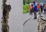 Aspal retak hingga terbelah, Jalan Trans Flores tak bisa dilewati mobil muatan berat: Akses menuju jembatan rusak