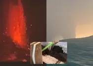 Kesaksian pemancing saat Gunung Anak Krakatau erupsi, semburan lava pijar yang menyala terekam kamera