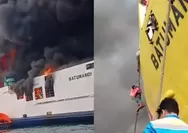 KMP Batumandi terbakar saat hendak sandar di Pelabuhan Merak, api diduga muncul dari area buritan kapal