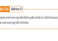 AYO CARI AKTIVITAS 5.5! KUNCI JAWABAN IPA KELAS 9 HALAMAN 122 KURIKULUM MERDEKA Banyak Contoh Asam yang Telah Dibahas Pada Sub-Bab Ini