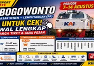Klik untuk Cek! Jadwal KA Bogowonto Periode 7–14 Agustus 2026 Rute Pasar Senen - Jatinegara - Bekasi - Cikarang - Jatibarang - Lempuyangan