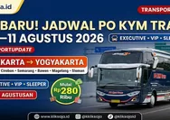 Terbaru! Jadwal Bus PO Kym Trans 4–11 Agustus 2026 Jakarta - Cikampek - Cirebon - Semarang - Bawen - Magelang - Sleman - Yogyakarta