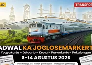 Yuk Cek Jadwal KA Joglosemarkerto Periode 8 – 14 Agustus 2026, Rute Yogyakarta – Kutoarjo – Kroya – Purwokerto – Pekalongan Lengkap dengan Harga Tiket