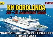 Cek Keberangkatan KM Dorolonda Periode 26 – 31 Agustus 2026 Rute Manokwari - Serui - Jayapura - Sorong - Ternate - Bitung