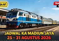 Jadwal KA Madiun Jaya Periode 25 – 31 Agustus 2026 Rute Madiun – Magetan – Walikukun – Sragen – Solo Balapan – Yogyakarta – Kutoarjo – Jakarta