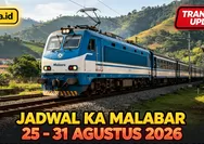 Info Perkeretaapian! Jadwal KA Malabar Periode 25 - 31 Agustus 2026 Rute Bandung – Kiaracondong – Leles – Cipeundeuy – Kebumen – Malang