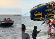Detik-detik Insiden Wisatawan Terpental dari Donat Boat, Manuver Terlalu Mepet di Bibir Pantai Ammani
