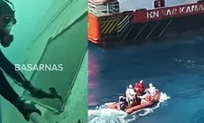 Detik-detik penyelam Basarnas Special Group pecahkan kaca Virgo Transport 8, evakuasi korban dari badan kapal yang karam