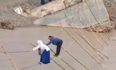 Viral Pelajar SMP di Gayo Lues Bertaruh Nyawa Seberangi Sungai Deras Pakai Kawat Baja