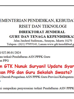 Resmi Dari Dirjen GTK Nunuk Suryani! Update Syarat PPPK Guru 2024 Untuk ...