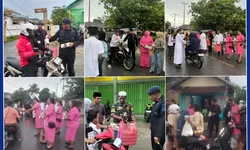 Brimob Yon C Pelopor dan Bhayangkari Gandeng Pemuda Fiditan Berbagi Takjil, Rekatkan Perdamaian Kampung Lama-Kampung Baru