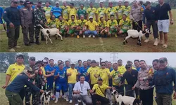 Gelak Tawa Warnai Laga Eksebisi Pemdes Cicadas vs Lembaga Desa di Turnamen Sepak Bola