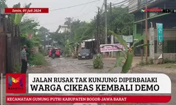 Warga Cikeas Kembali Demo, Lantaran Jalan Ruas Kabupaten Bogor Tak Kunjung Diperbaiki