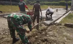Tingkatkan Infrastruktur Desa Danramil Kerja Bakti Pembangunan Talud