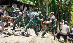 Warga Desa Bolo Antusias, Dibantu Anggota Kodim 0724/Boyolali Siapkan Acara Peletakan Batu Pertama Jembatan Garuda