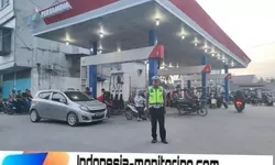 Antisipasi Kelangkaan BBM, Sat Lantas Polres Tanjung Balai Jaga Ketat Sejumlah SPBU
