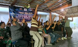 Dukungan Warnai Nobar Piala Dunia di Koramil 01/Wonogiri