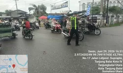 Jaga Kenyamanan Warga, Sat Lantas Polres Tanjung Balai Gelar Patroli Sore 