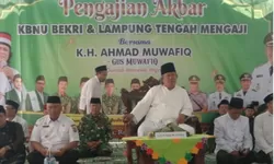 Wujud Sinergitas, Personel Kodim 0411/KM Hadiri Pengajian Akbar KBNU Kecamatan Bekri Bersama Ulama dan Umaroh