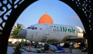 Replika pesawat untuk manasik di Asrama Haji Banda Aceh
