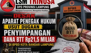 Dugaan Penyimpangan Dana BTT Rp21,5 Miliar di BPBD Kota Bandar Lampung