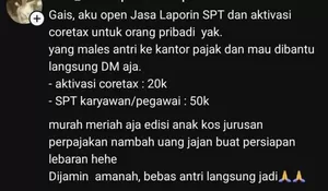 WASPADA! Jasa Pengisian SPT Marak di Media Sosial, DJP Ingatkan Risiko dan Bahaya