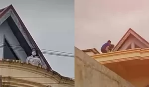 Viral! Wanita Diduga ODGJ Naik Atap Gedung 3 Lantai dan Lempari Warga, Berhasil Dievakuasi Petugas Damkar