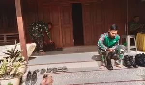 Meski Bertugas di TMMD, Prajurit Kodim Sragen Tetap Jaga Kerapian dan Disiplin