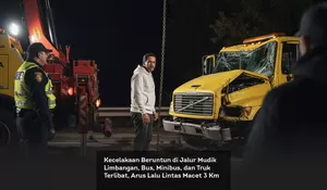 Kecelakaan Beruntun di Jalur Mudik Limbangan, Bus, Minibus, dan Truk Terlibat, Arus Lalu Lintas Macet 3 Km