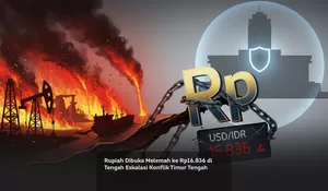 Rupiah Dibuka Melemah ke Rp16.836 di Tengah Eskalasi Konflik Timur Tengah