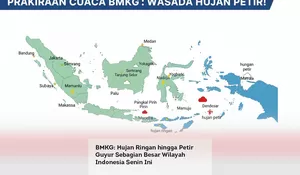 BMKG: Hujan Ringan hingga Petir Guyur Sebagian Besar Wilayah Indonesia Senin Ini