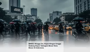 BMKG: Minggu Ini, Hujan Ringan hingga Sedang Guyur Sebagian Besar Kota Besar di Indonesia