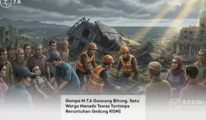 Gempa M 7,6 Guncang Bitung, Satu Warga Manado Tewas Tertimpa Reruntuhan Gedung KONI