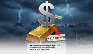 Harga Emas Antam Anjlok Rp42.000 dalam Sehari, Kini Dibanderol Rp2.818.000 per Gram