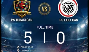 Pesta Gol di Grup B! PS Tubaki Gilas PS Lakaoan Lima Gol Tanpa Balas