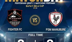 Sengit! Drama 6 Gol Warnai Laga Perdana Grup C Bupati Belu Cup 2026 Antara Fighter FC vs PSM Manubure