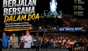 Lautan Lilin dan Lampion di Teluk Gurita, Ribuan Umat Larut dalam Doa dan Cahaya